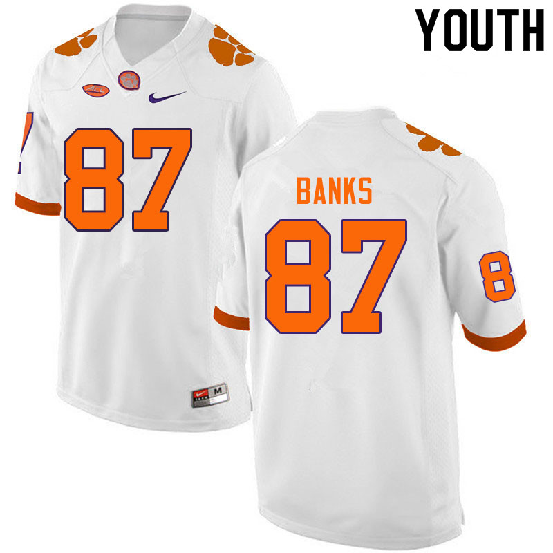 Youth #87 J.L. Banks Clemson Tigers College Football Jerseys Sale-White - Click Image to Close